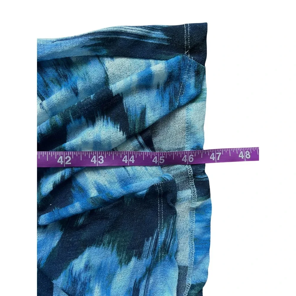 Abercrombie & Fitch Blue Abstract Ruched Long Sleeve Maxi Dress Womens XSP